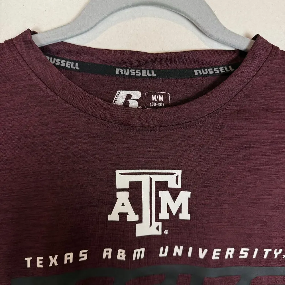 Russell Texas A&M Aggies T-Shirt Men's‎ Medium Maroon Crew Neck Short Sleeve